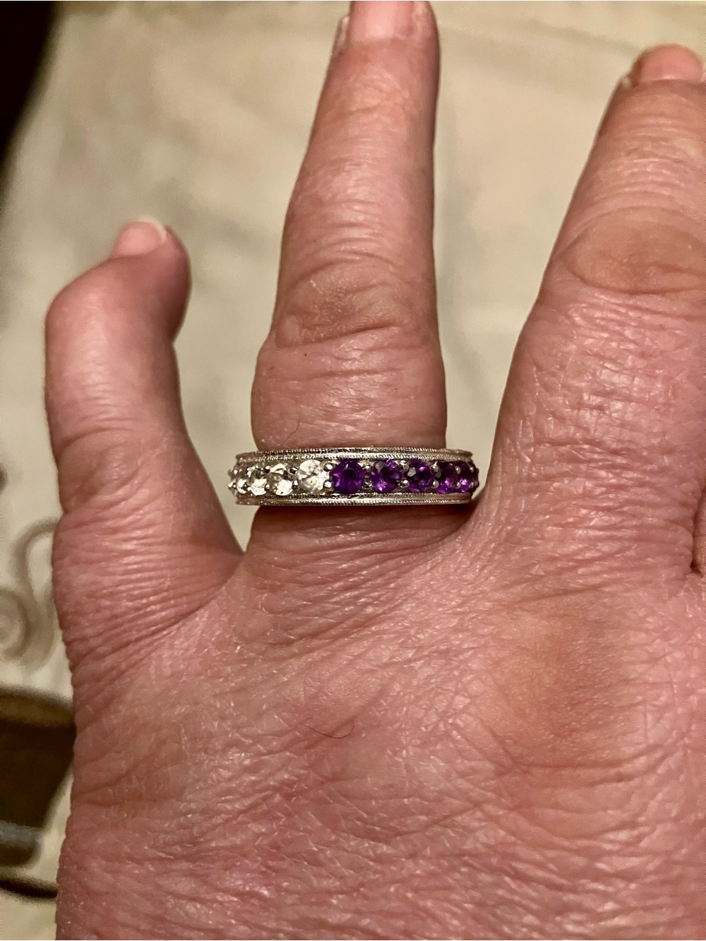 Gems En Vogue Amethyst And White Topaz Eternity Ring, Size 10
